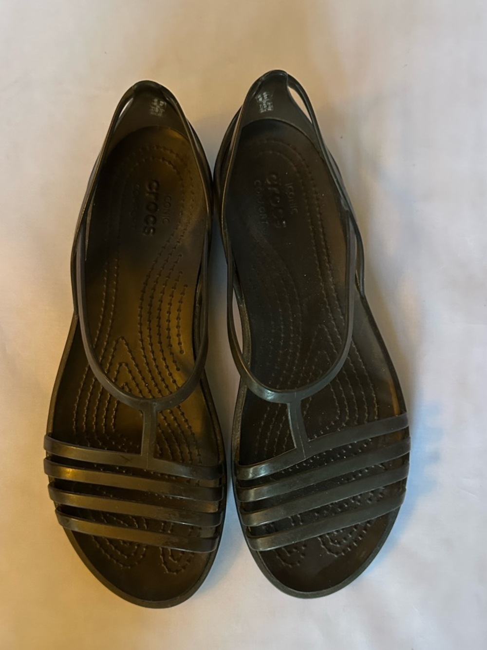 CROCS Black Strappy Jelly Slingback Flats